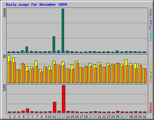 Daily usage for December 2020