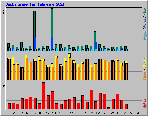 Daily usage for February 2021